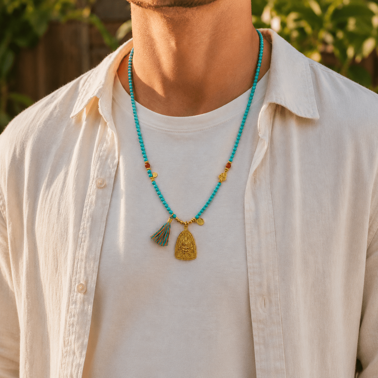 Abundance Blessing｜Yellow Wealth Deity Turquoise Necklace - TalisVibe