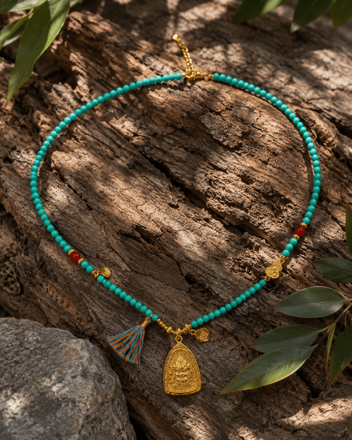 Abundance Blessing｜Yellow Wealth Deity Turquoise Necklace - TalisVibe