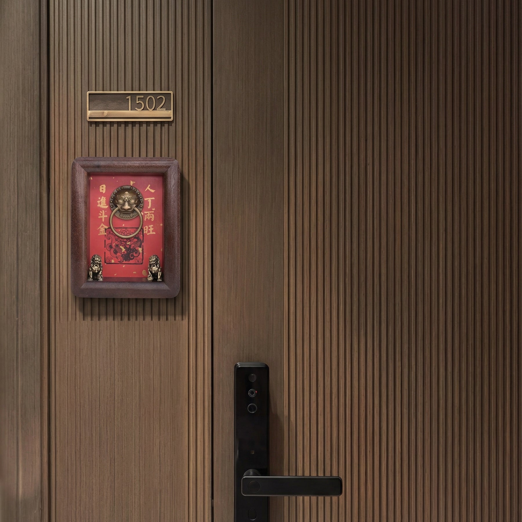 Magnetic Solid Wood Guardian Lion Door Ring Ornament - TalisVibe