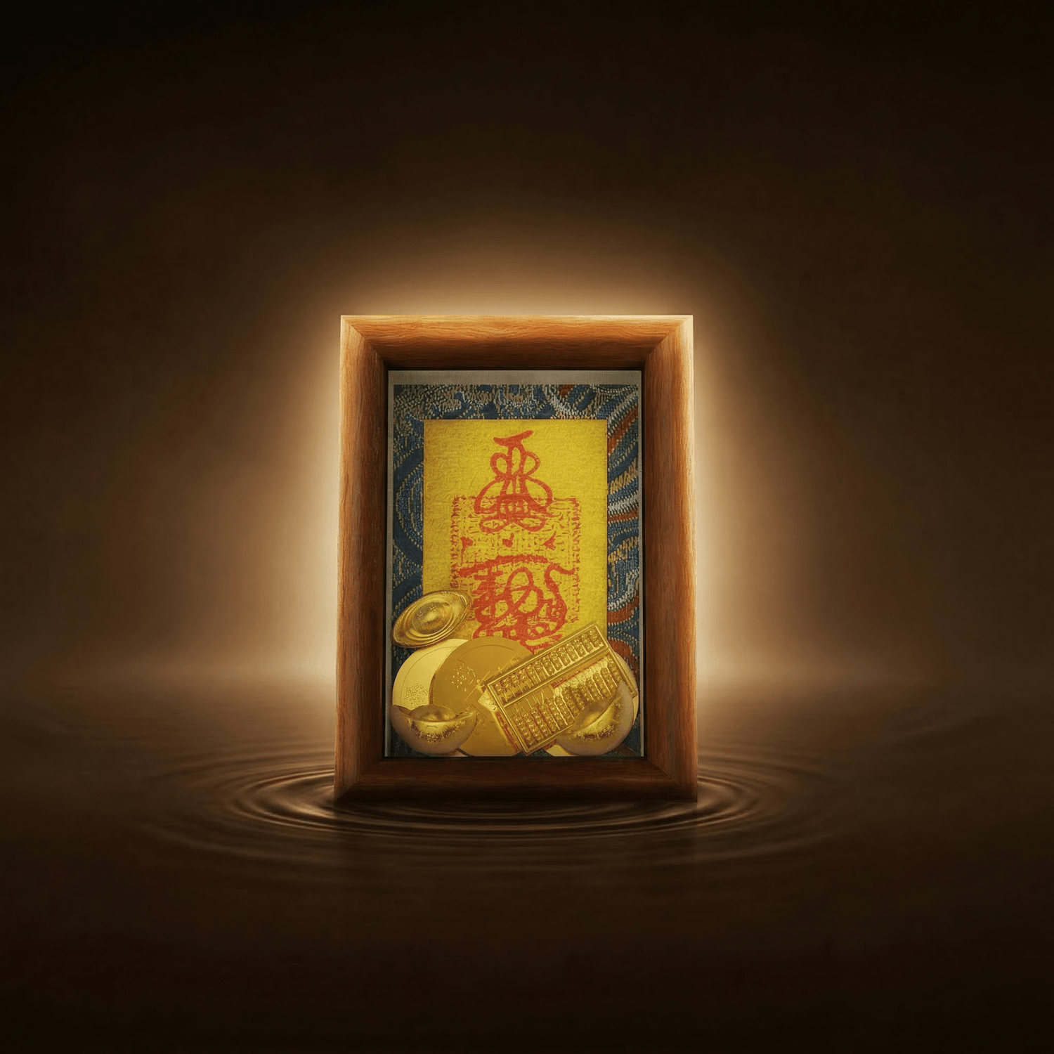 Hand - Drawn Taoist Wealth Talisman for Prosperity (Framed) - TalisVibe