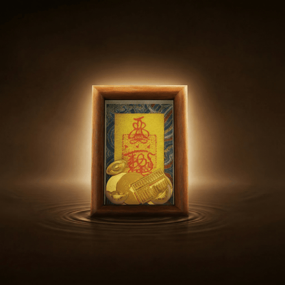 Hand - Drawn Taoist Wealth Talisman for Prosperity (Framed) - TalisVibe