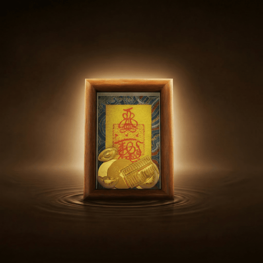 Hand - Drawn Taoist Wealth Talisman for Prosperity (Framed) - TalisVibe