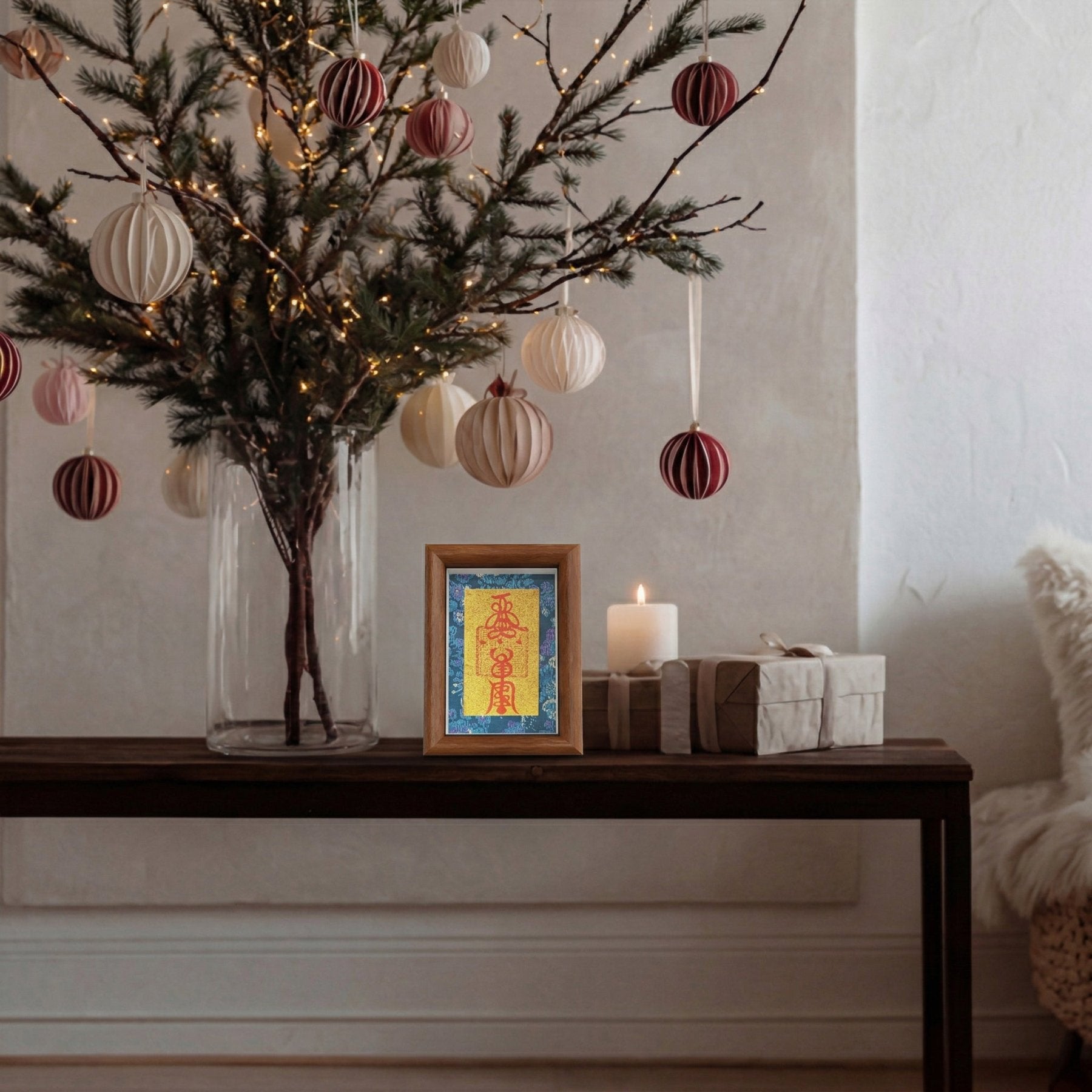 Hand - Drawn Taoist Wellbeing & Balance Talisman (Framed) - TalisVibe