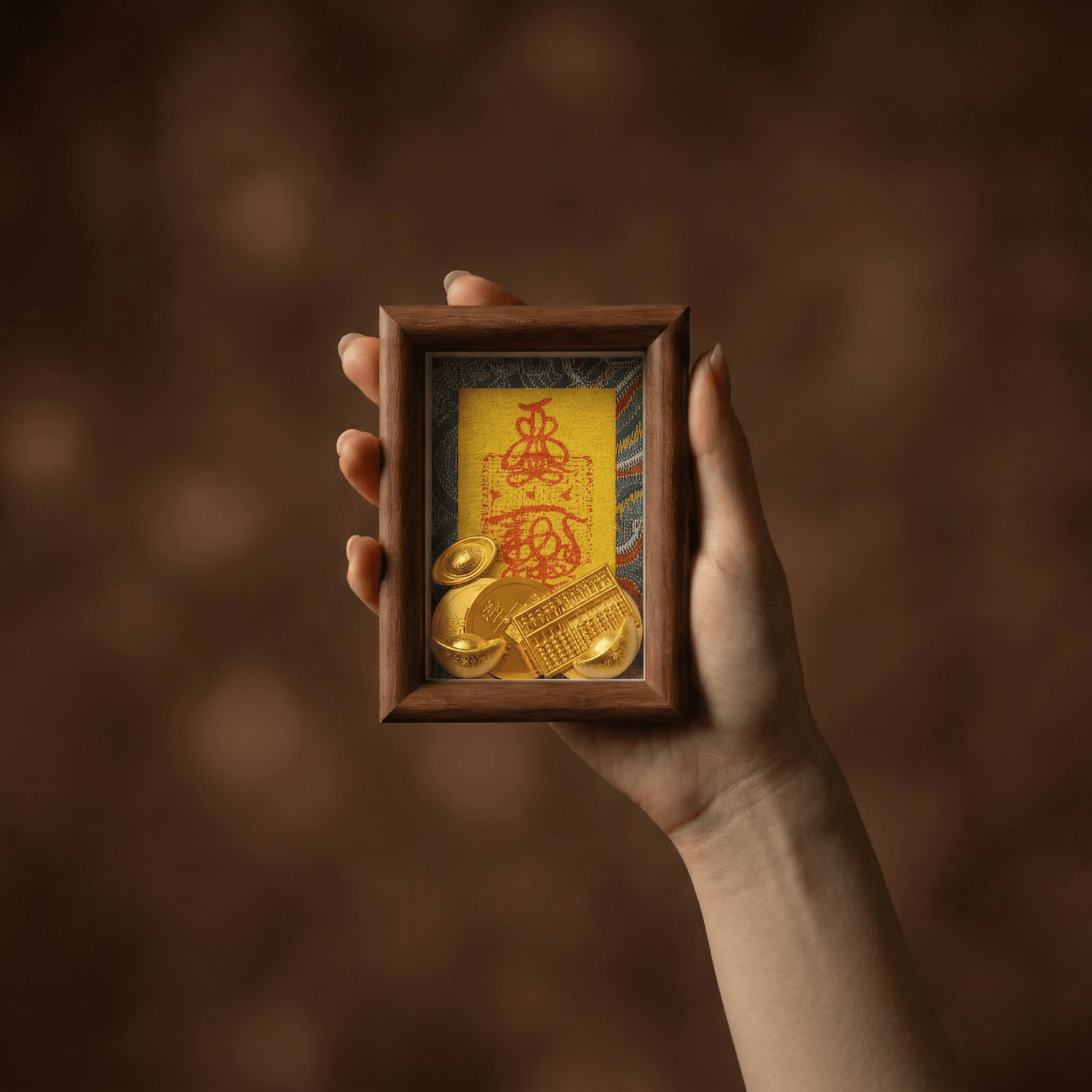 Hand - Drawn Taoist Wealth Talisman for Prosperity (Framed) - TalisVibe