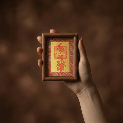 Hand - Drawn Taoist Relationship Harmony Talisman (Framed) - TalisVibe