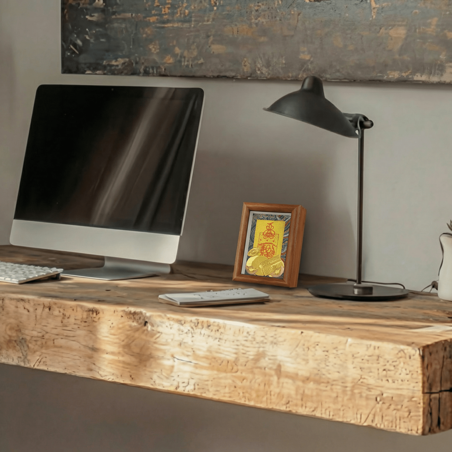 Hand - Drawn Taoist Wealth Talisman for Prosperity (Framed) - TalisVibe