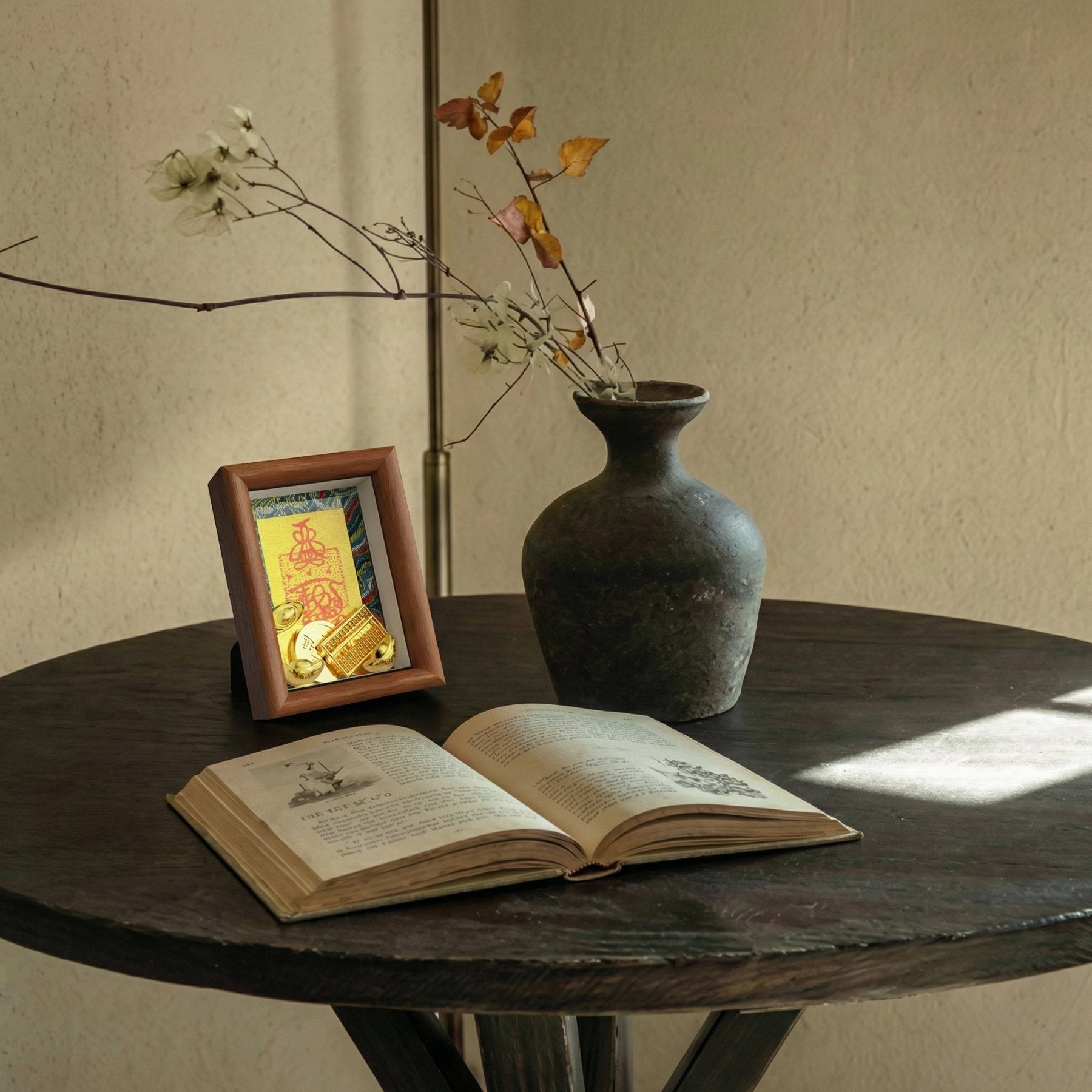 Hand - Drawn Taoist Wealth Talisman for Prosperity (Framed) - TalisVibe