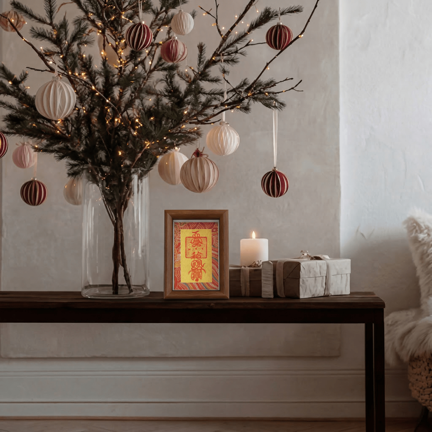 Hand - Drawn Taoist Relationship Harmony Talisman (Framed) - TalisVibe