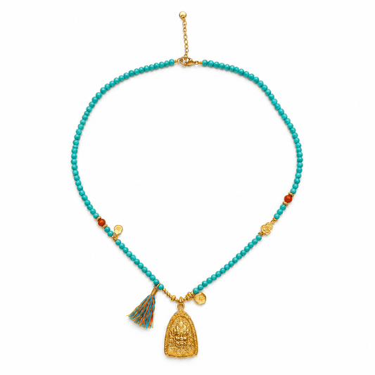 Abundance Blessing｜Yellow Wealth Deity Turquoise Necklace - TalisVibe