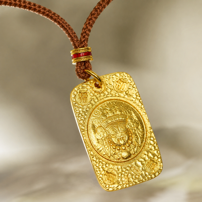 Abundance Blessing｜Yellow Wealth Deity Plaque Cord Necklace