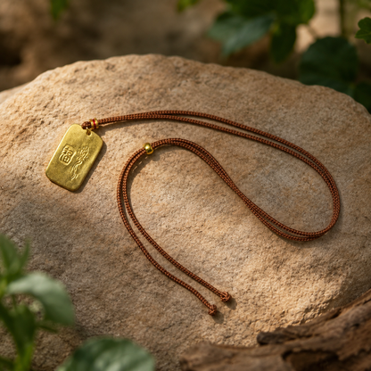 Abundance Blessing｜Yellow Wealth Deity Plaque Cord Necklace