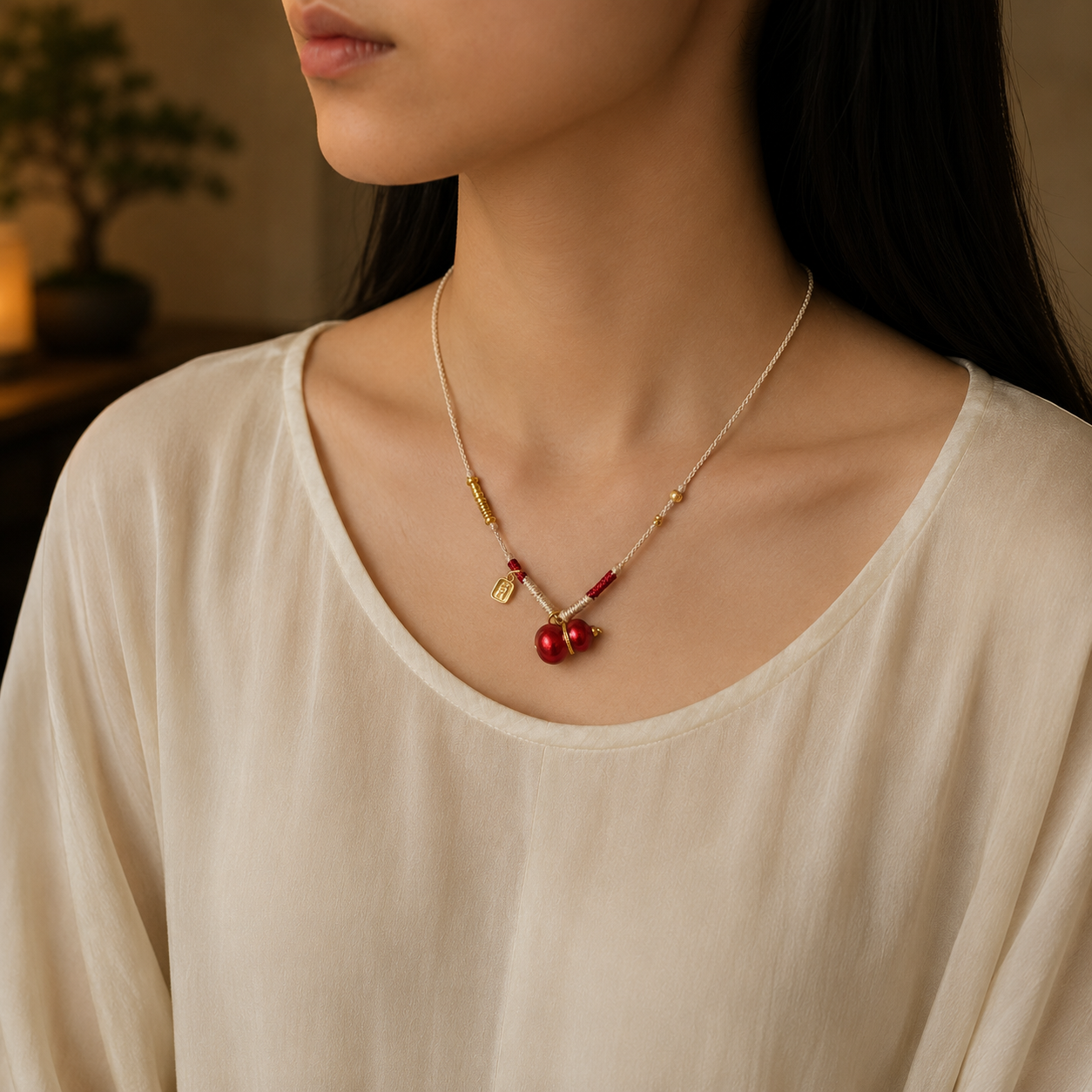 Abundance Blessing｜Red Hulu Prosperity Cord Necklace