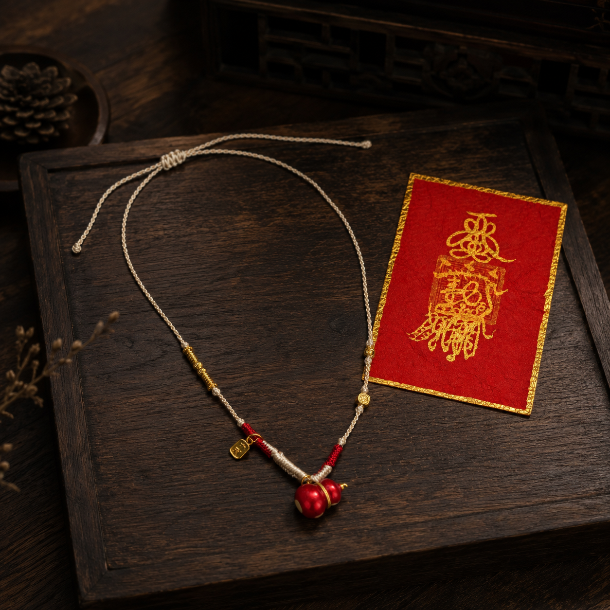Abundance Blessing｜Red Hulu Prosperity Cord Necklace