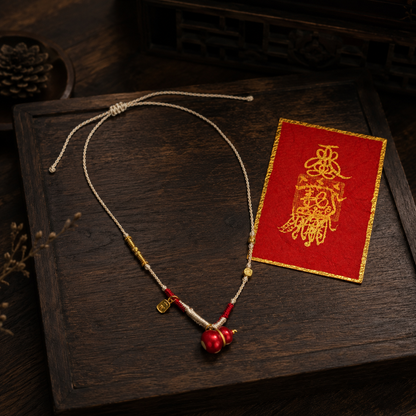 Abundance Blessing｜Red Hulu Prosperity Cord Necklace