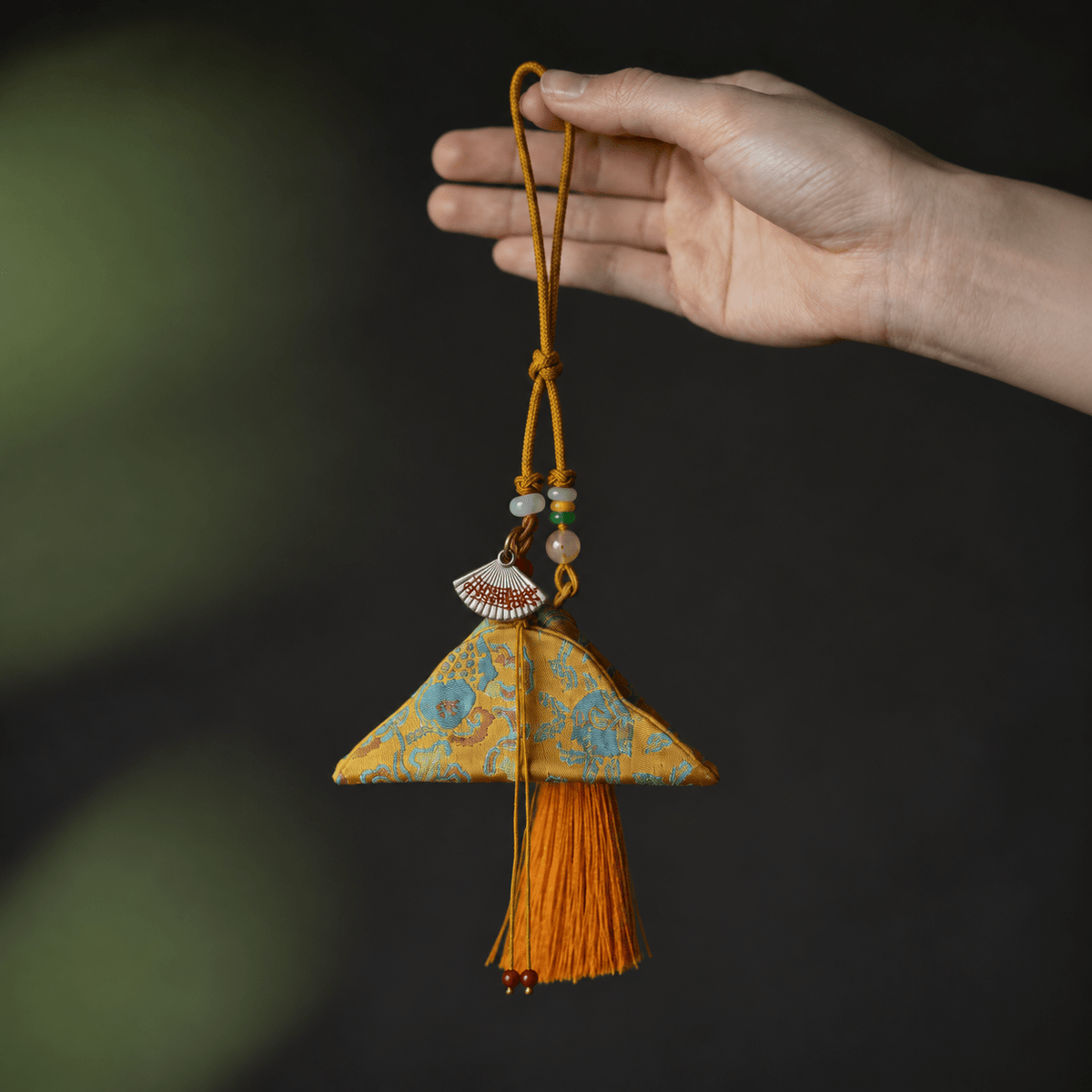 Abundance Blessing｜Talisman Fortune Pouch with Silver Fan Charm - TalisVibe