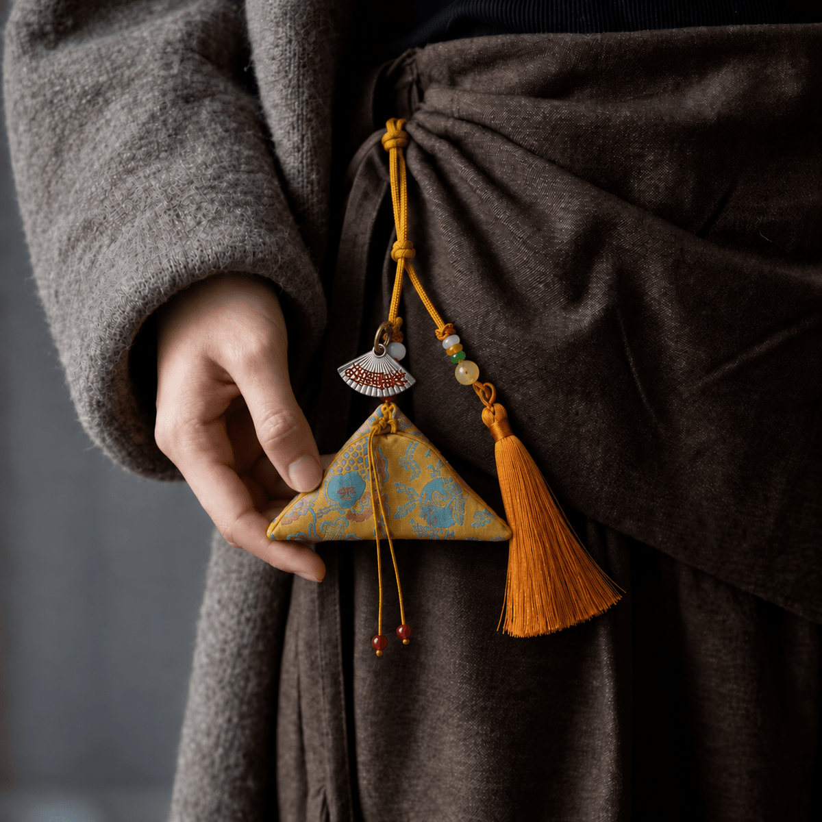 Abundance Blessing｜Talisman Fortune Pouch with Silver Fan Charm - TalisVibe