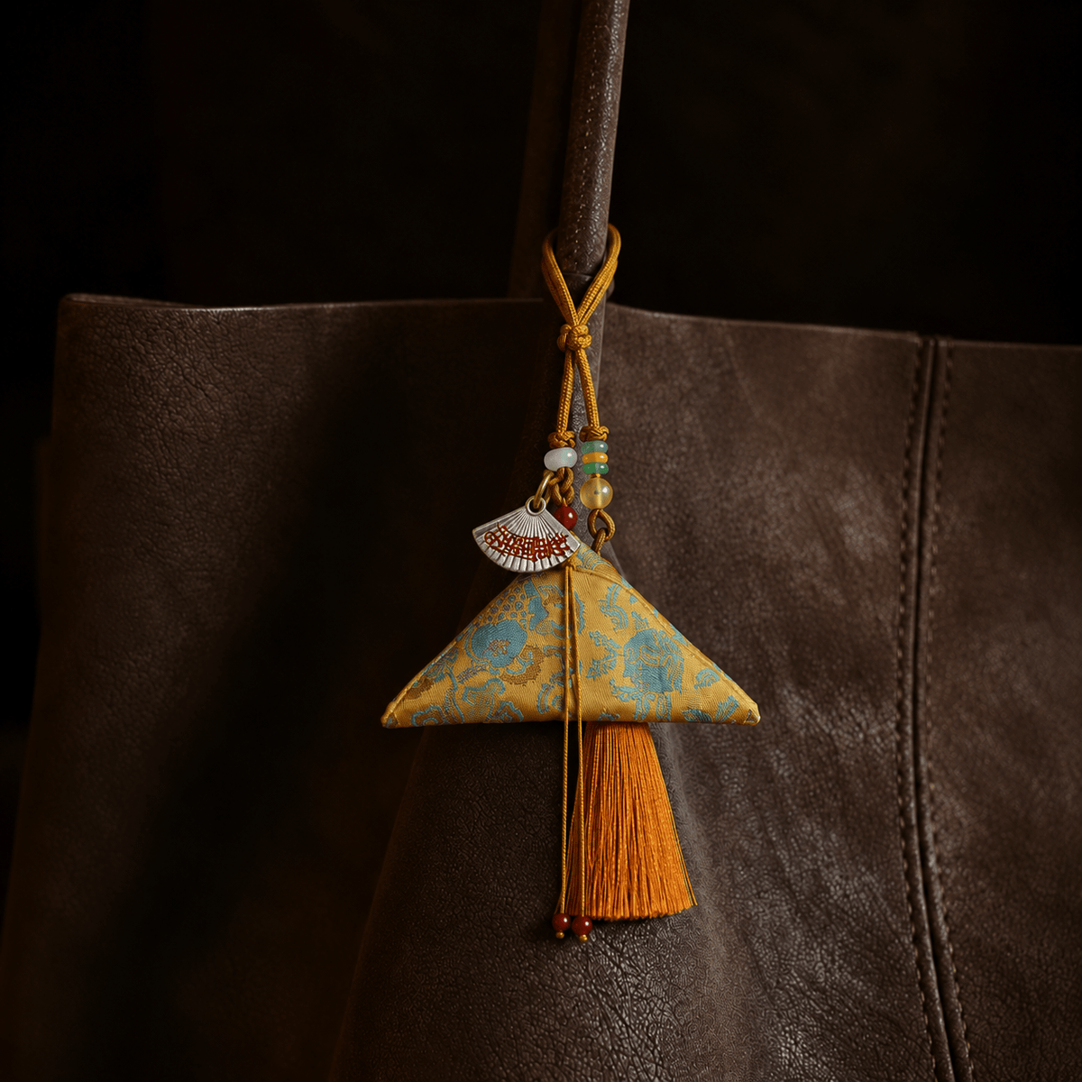 Abundance Blessing｜Talisman Fortune Pouch with Silver Fan Charm - TalisVibe
