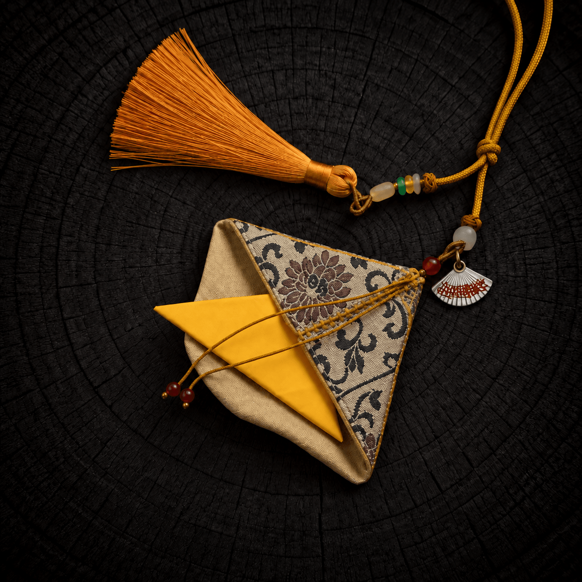 Guardian Blessing｜Protective Talisman Pouch with Silver Fan Charm - TalisVibe
