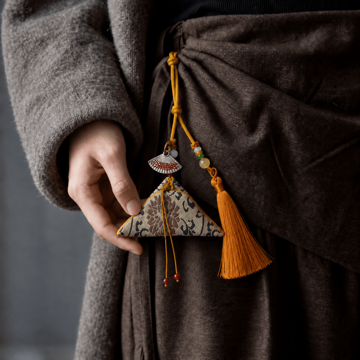 Guardian Blessing｜Protective Talisman Pouch with Silver Fan Charm - TalisVibe