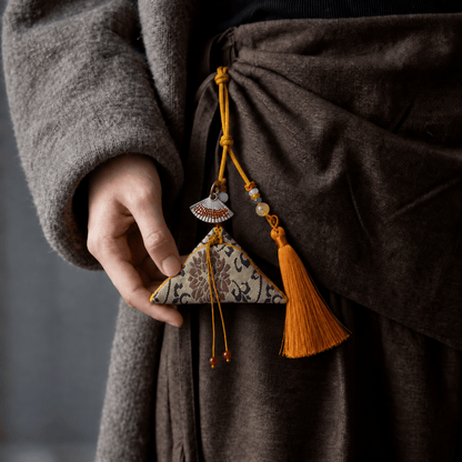 Guardian Blessing｜Protective Talisman Pouch with Silver Fan Charm - TalisVibe