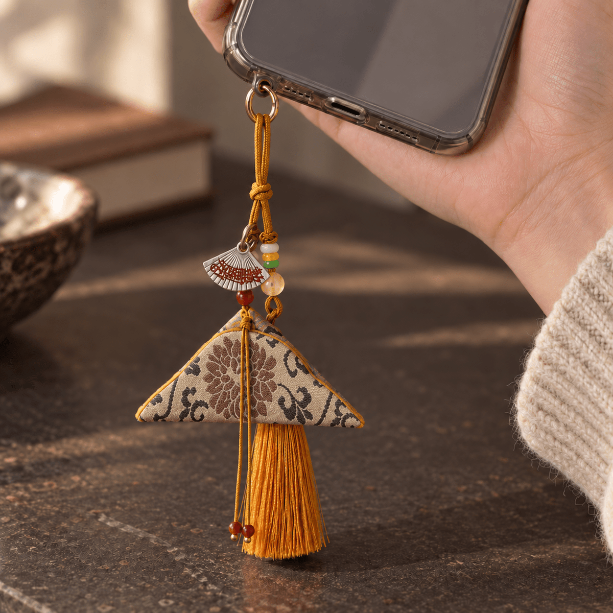 Guardian Blessing｜Protective Talisman Pouch with Silver Fan Charm - TalisVibe